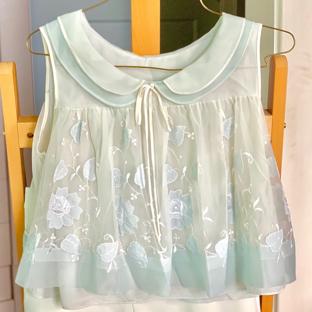 🍭VTG Layered Babydoll Blue Night Top